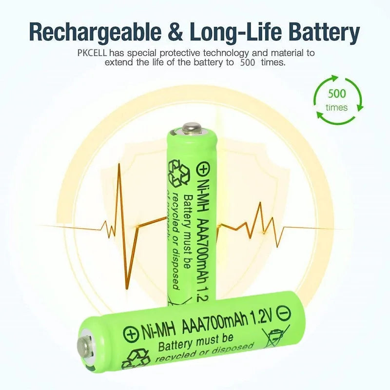 AAA Rechargeable Batteries 700mAh Ni-MH 1.2V – 12 Pack