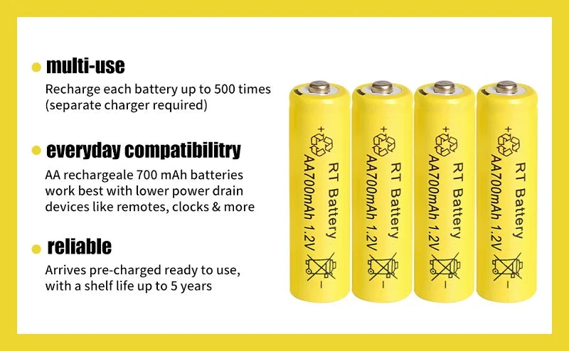 2-20Pcs AA 700mAh 1.2V Ni-MH Rechargeable Batteries