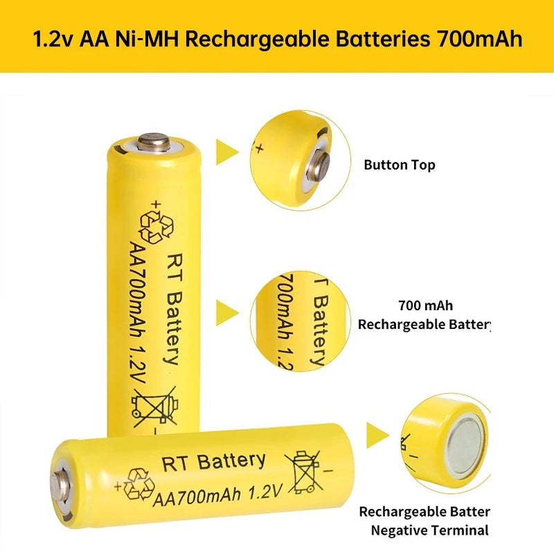 2-20Pcs AA 700mAh 1.2V Ni-MH Rechargeable Batteries