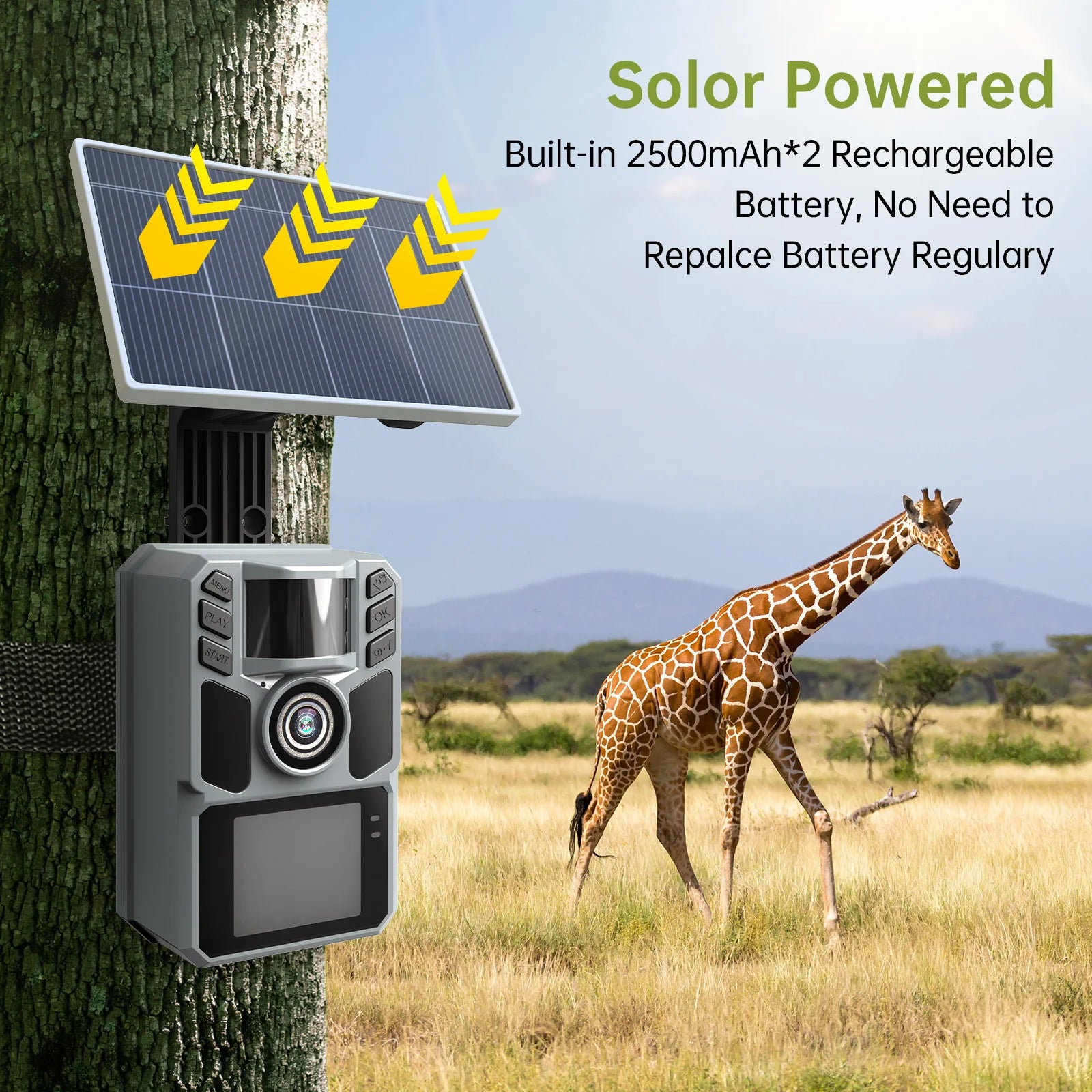 4K 64MP Solar Trail Camera with Night Vision – 0.2s Trigger
