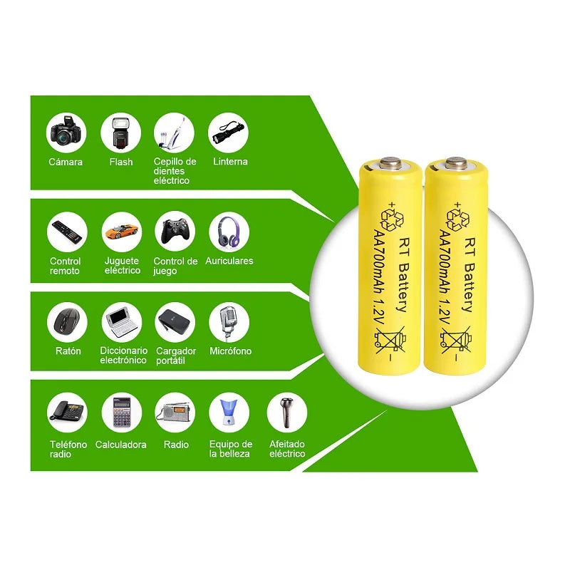 2-20Pcs AA 700mAh 1.2V Ni-MH Rechargeable Batteries