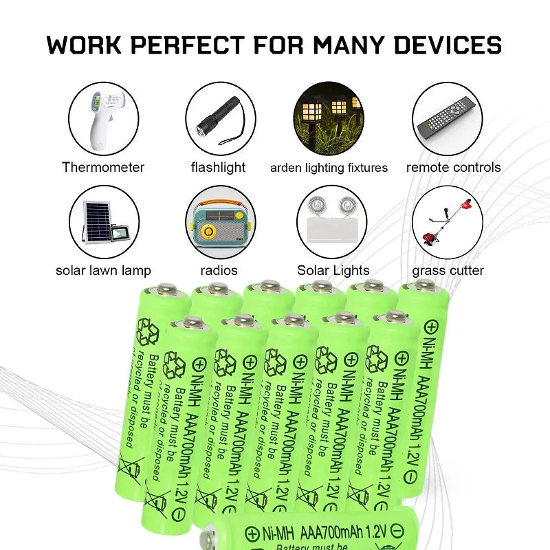 AAA Rechargeable Batteries 700mAh Ni-MH 1.2V – 12 Pack