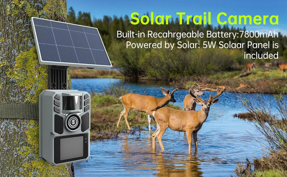 4K 64MP Solar Trail Camera with Night Vision – 0.2s Trigger
