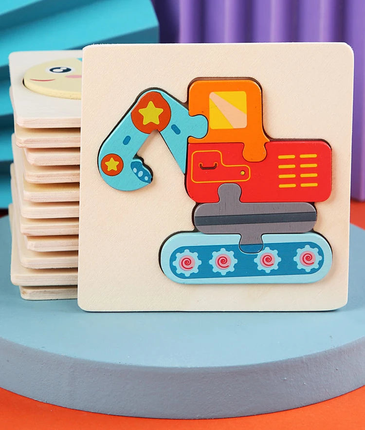 3D Wooden Animal Puzzle – Educational Cognitive Toy for Kids