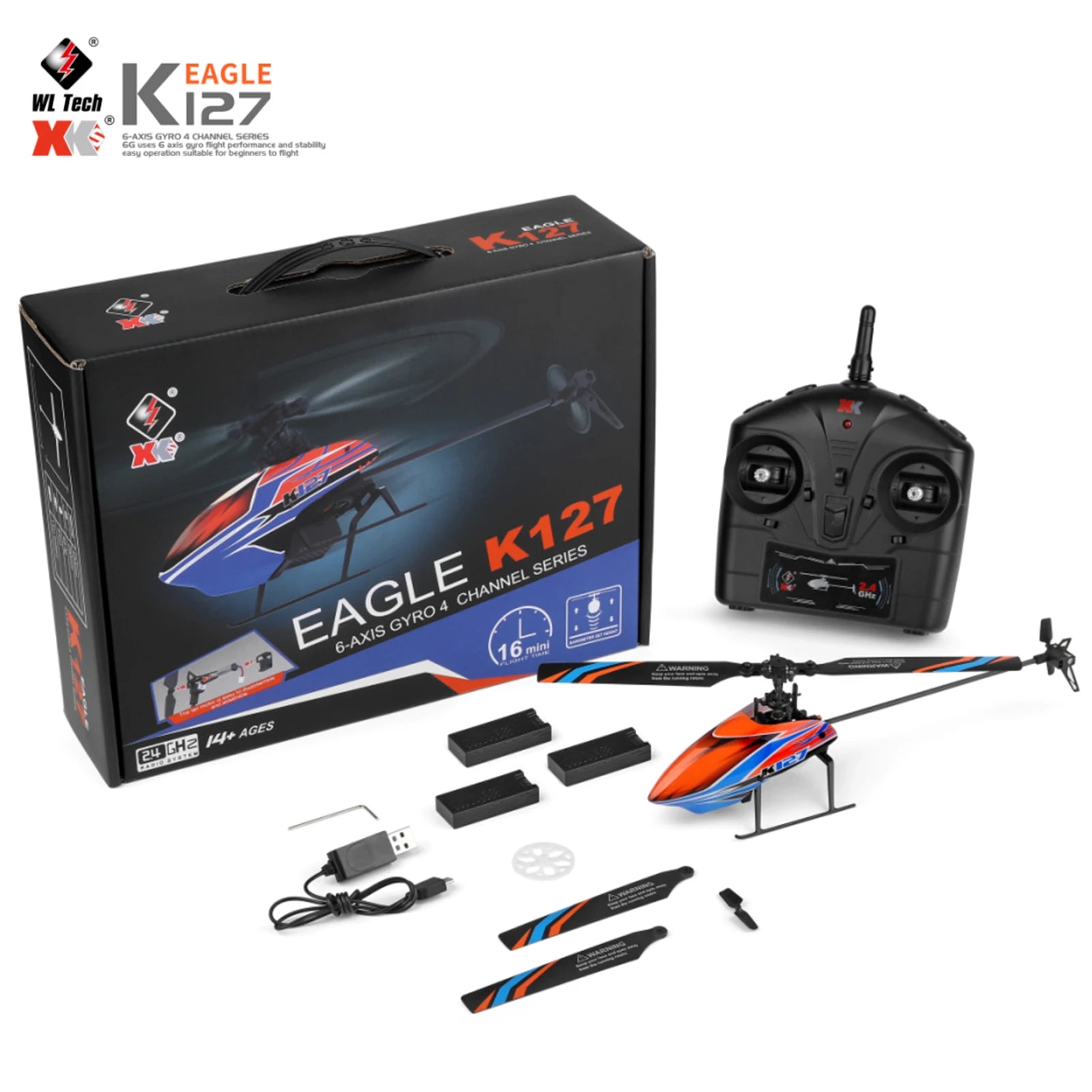 WLtoys K127 Single-Blade RC Helicopter 4CH 6-Axis – RTF Beginner Toy