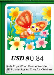 3D Wooden Animal Puzzle – Educational Cognitive Toy for Kids