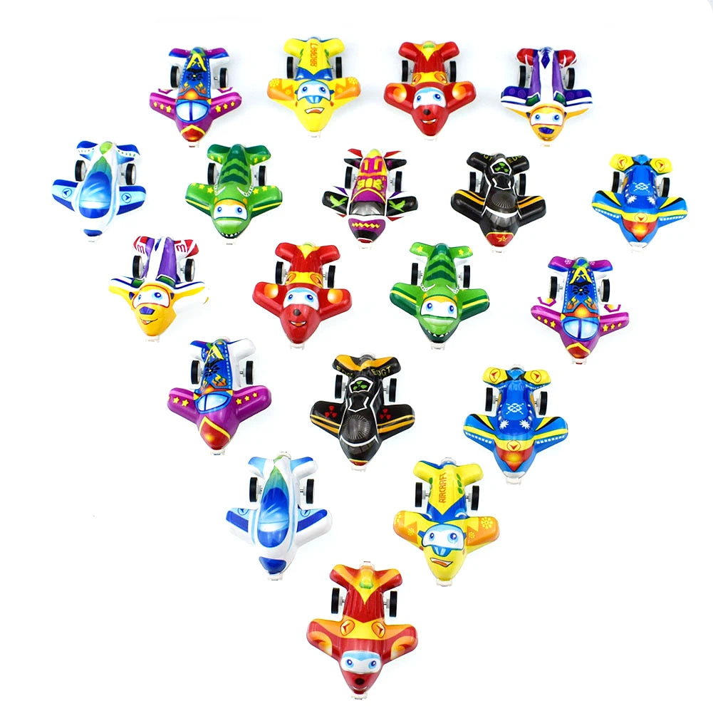 20pcs Cartoon Pull Back Cars & Planes – Mini Plastic Toy Vehicles for Kids