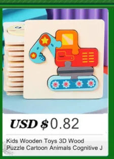 3D Wooden Animal Puzzle – Educational Cognitive Toy for Kids