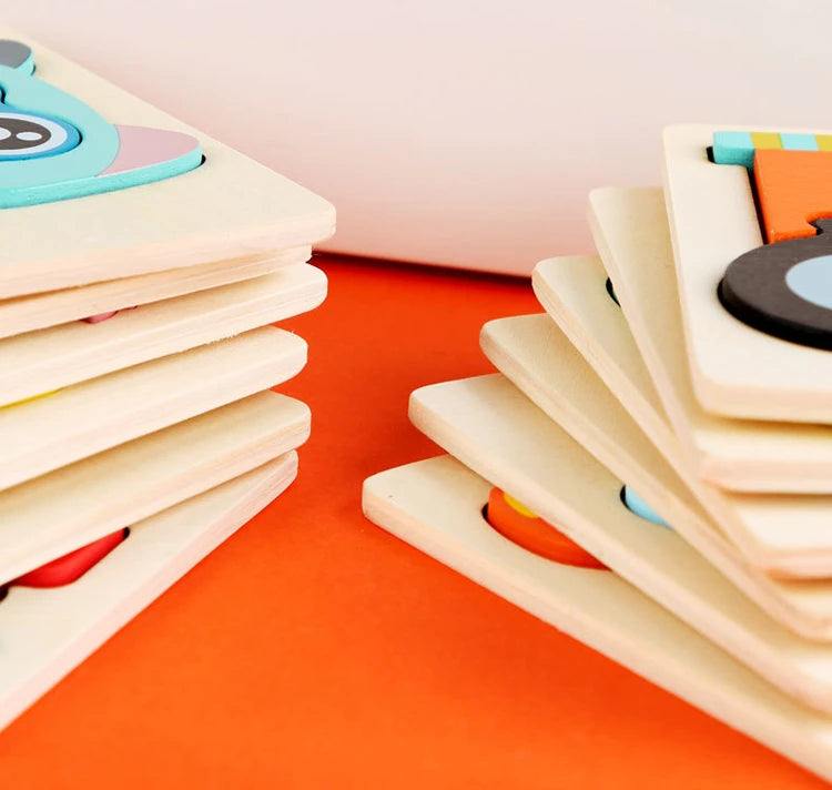 3D Wooden Animal Puzzle – Educational Cognitive Toy for Kids