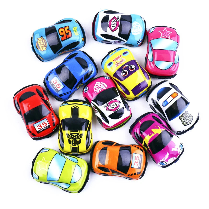 20pcs Cartoon Pull Back Cars & Planes – Mini Plastic Toy Vehicles for Kids