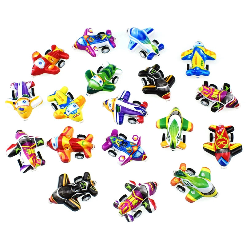 20pcs Cartoon Pull Back Cars & Planes – Mini Plastic Toy Vehicles for Kids