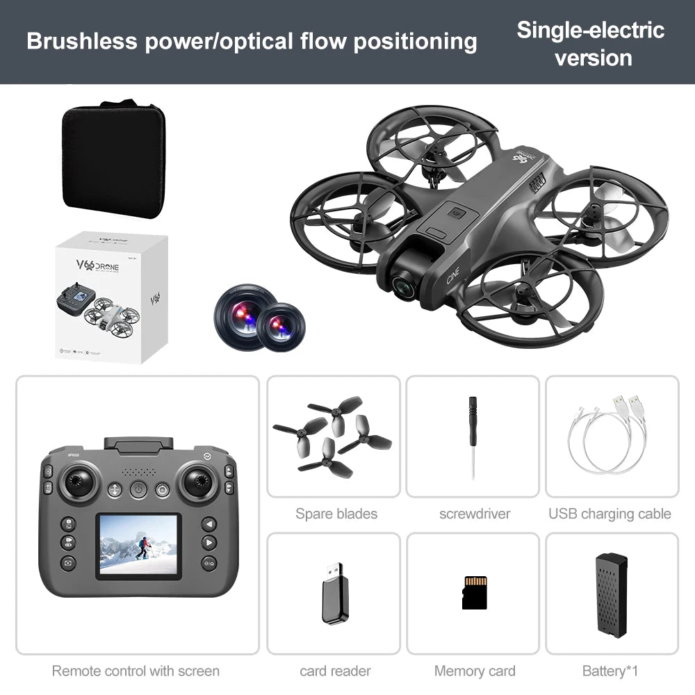 V666 Mini Drone 4K HD Camera FPV Quadcopter with Screen