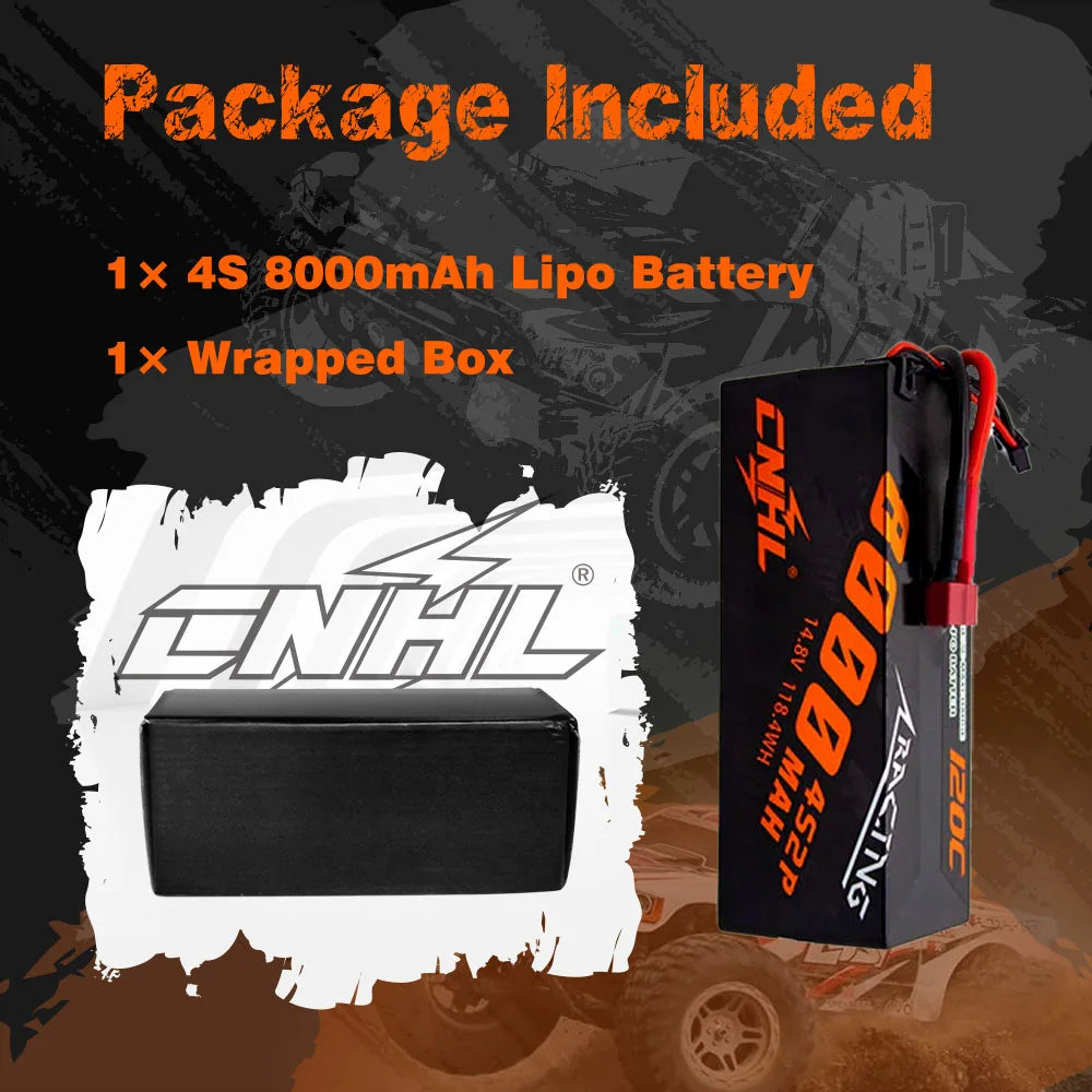 CNHL Lipo Battery 3S/4S 5600-8000mAh 11.1V/14.8V Hard Case with T EC5 Plug