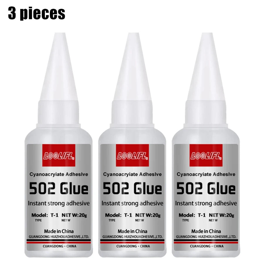 LOOLIFL Super Glue 502 – Instant Quick-Drying Strong Bond Adhesive for Leather, Rubber, Wood & Metal (1–5pcs)