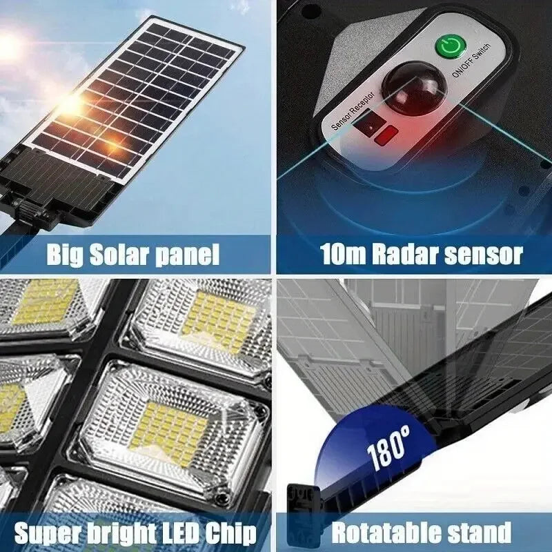 504LED Solar Street Light – Motion Sensor, Remote, Waterproof