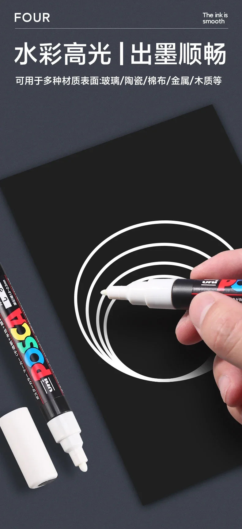 UNI POSCA Acrylic Paint Marker Set – PC-1M/3M/5M Quick-Dry Permanent Pens for Art, Graffiti & Crafts