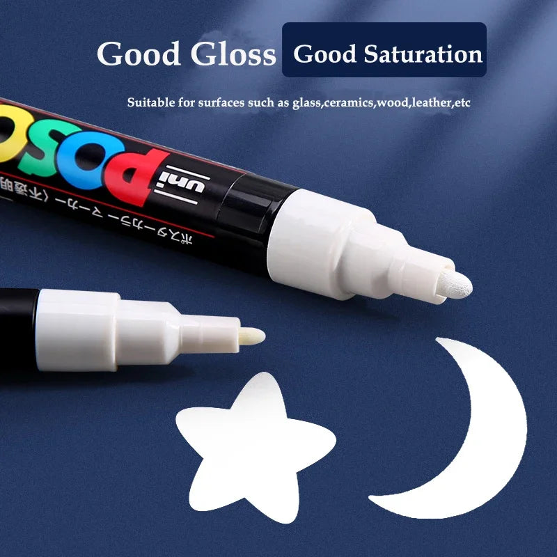 UNI POSCA Acrylic Paint Marker Set – PC-1M/3M/5M Quick-Dry Permanent Pens for Art, Graffiti & Crafts