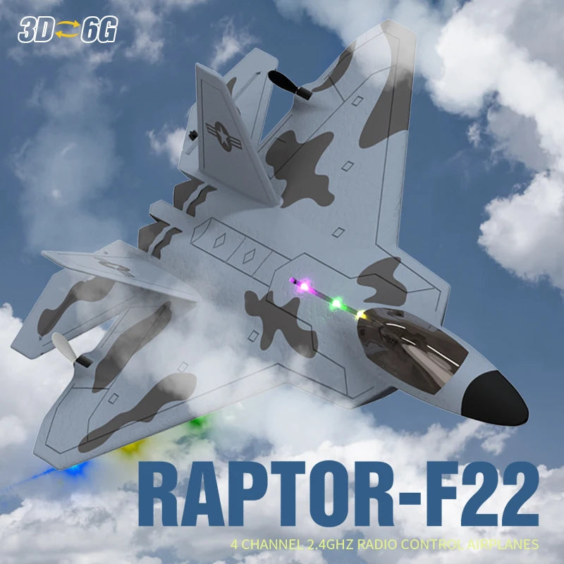 2024 F22S RC Airplane 2.4G 4CH Raptor Jet with LED & Gyro