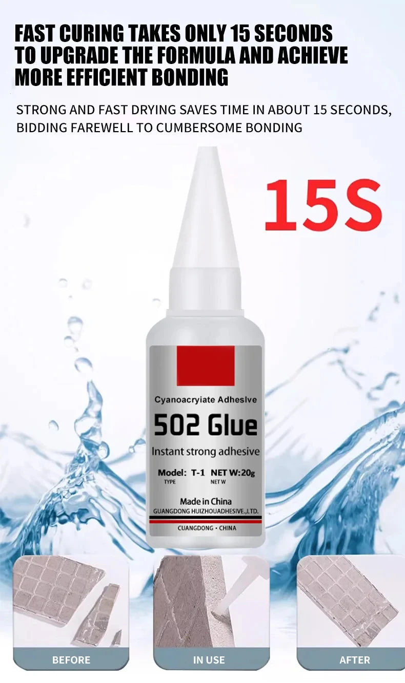 LOOLIFL Super Glue 502 – Instant Quick-Drying Strong Bond Adhesive for Leather, Rubber, Wood & Metal (1–5pcs)