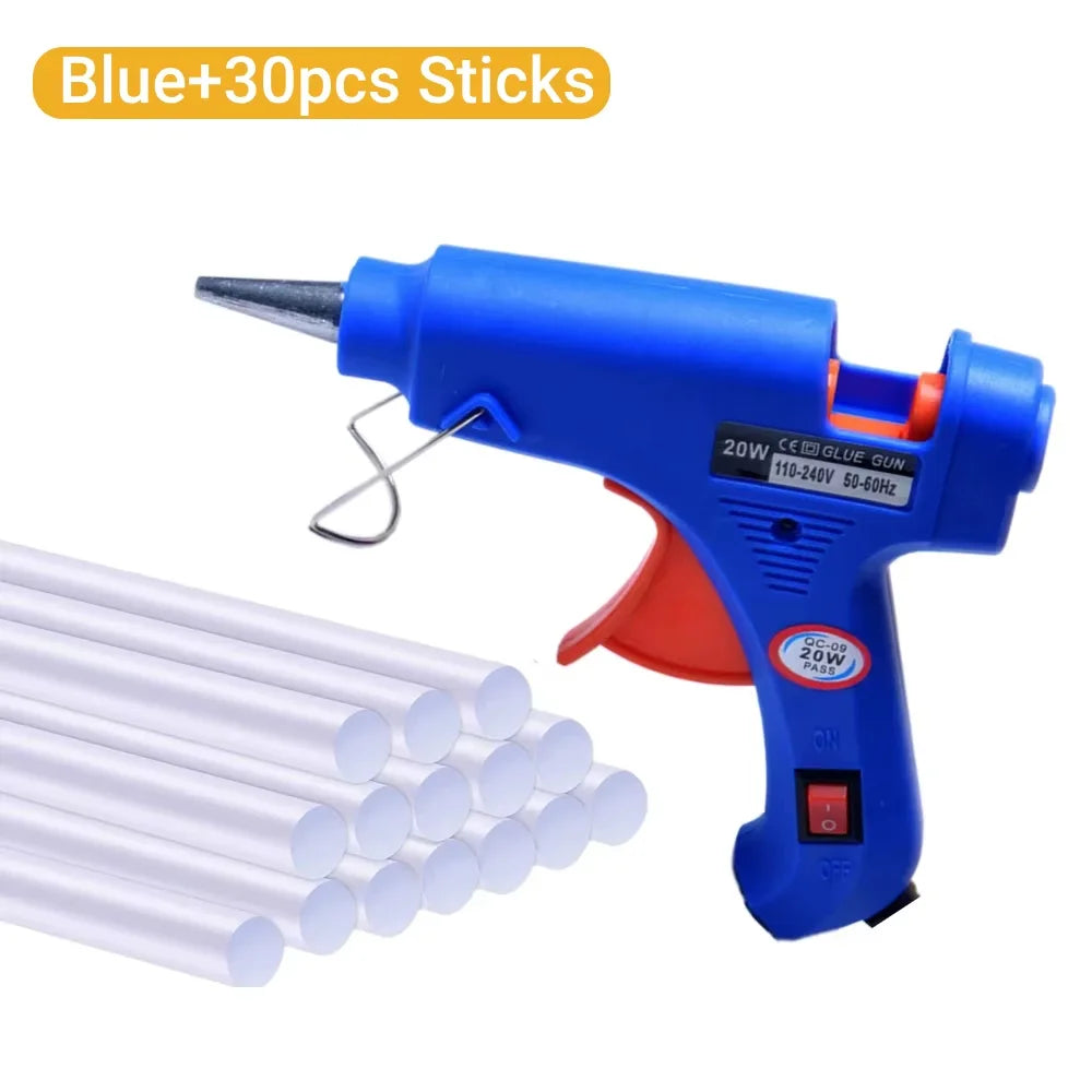 20W Mini Hot Melt Glue Gun – DIY Electric Repair Tool with 7mm Glue Stick Compatibility (EU Plug)