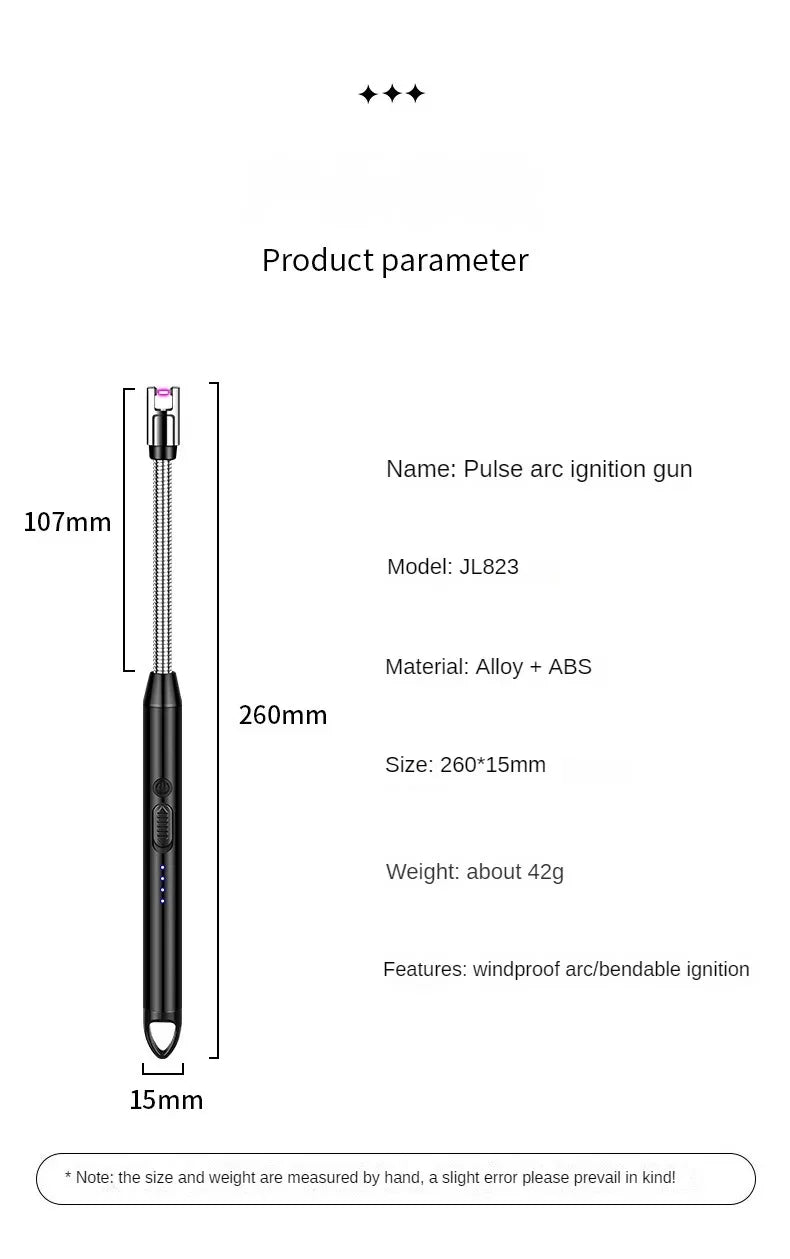 360° USB Electric Arc Lighter – Plasma Pulse Windproof Rechargeable BBQ Candle Lighter with Power Display