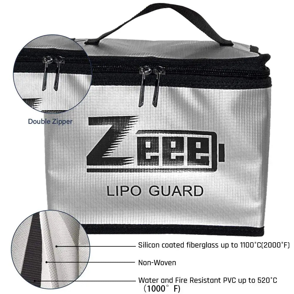 Zeee LiPo Battery Safe Bag Fireproof Explosionproof – 215×145×165mm