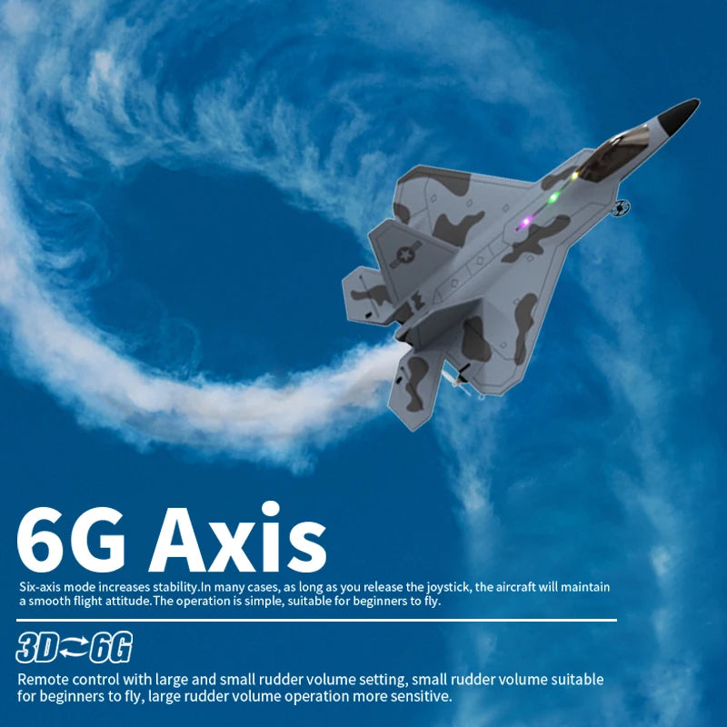 2024 F22S RC Airplane 2.4G 4CH Raptor Jet with LED & Gyro