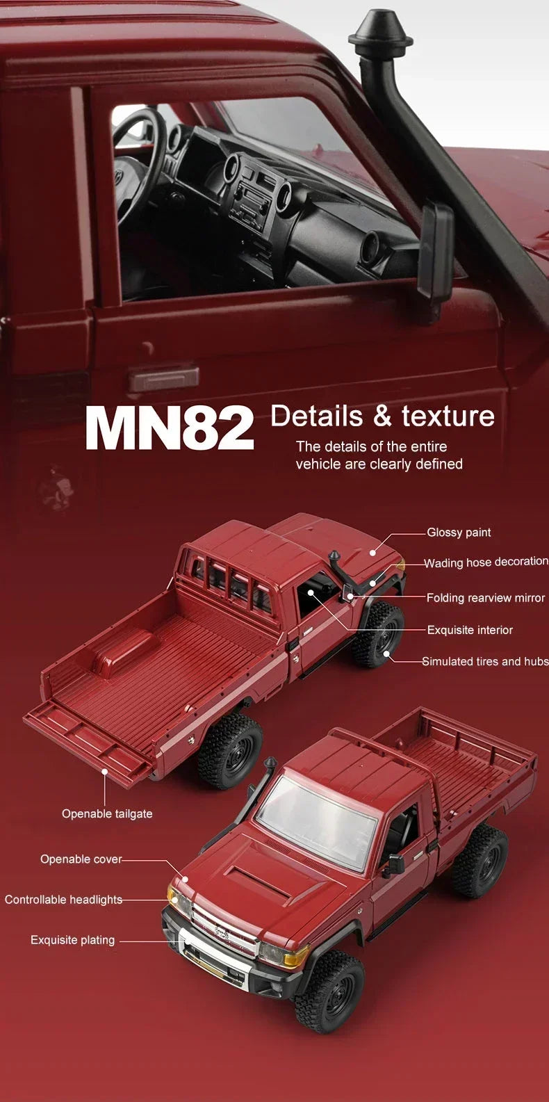 MN82/MN82S 1/12 RC Car 4x4 Off-Road Crawler – Toyota Style
