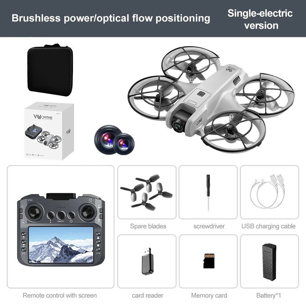 V666 Mini Drone 4K HD Camera FPV Quadcopter with Screen