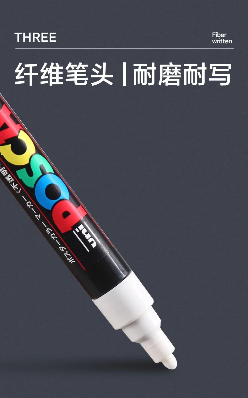 UNI POSCA Acrylic Paint Marker Set – PC-1M/3M/5M Quick-Dry Permanent Pens for Art, Graffiti & Crafts