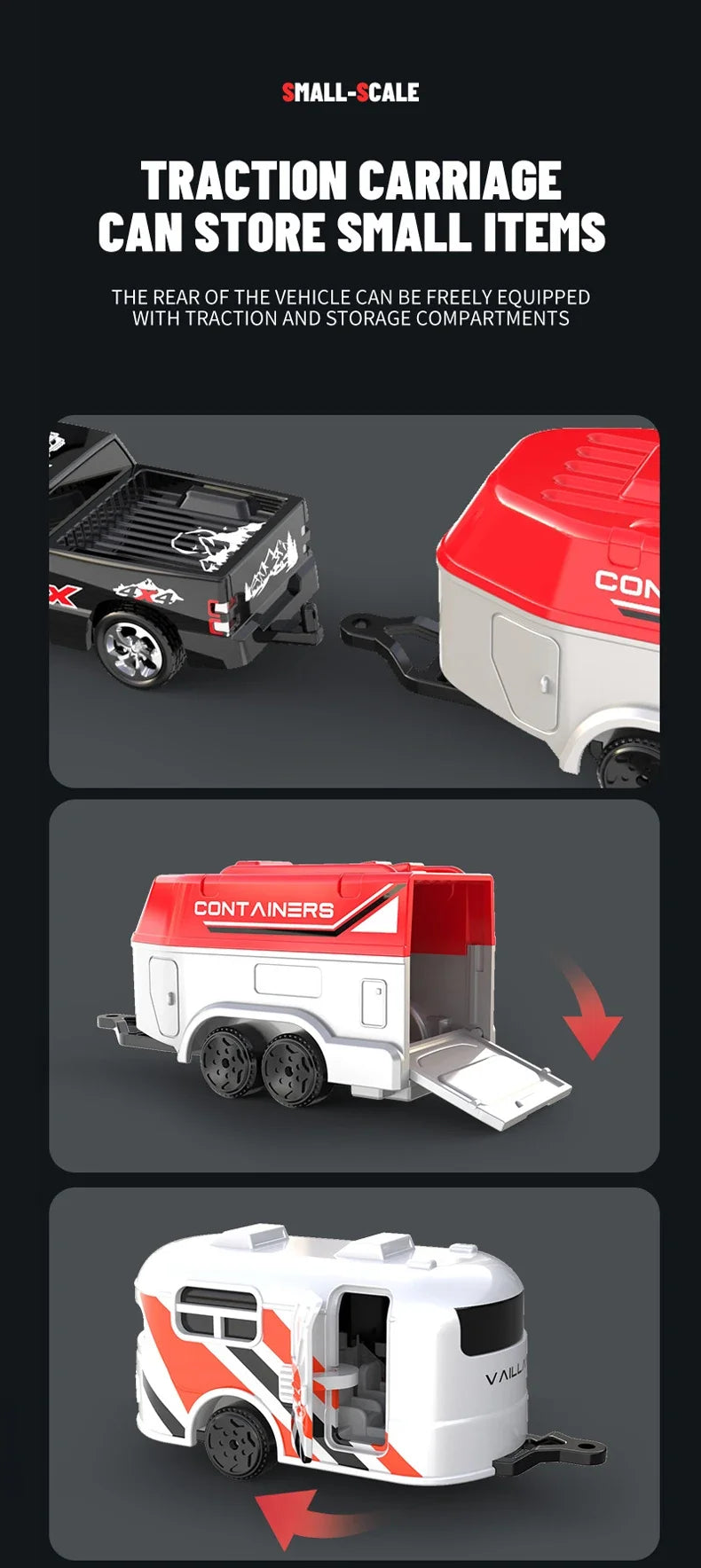 1/64 Mini RC Car 4x4 Alloy Racing Truck with Lights