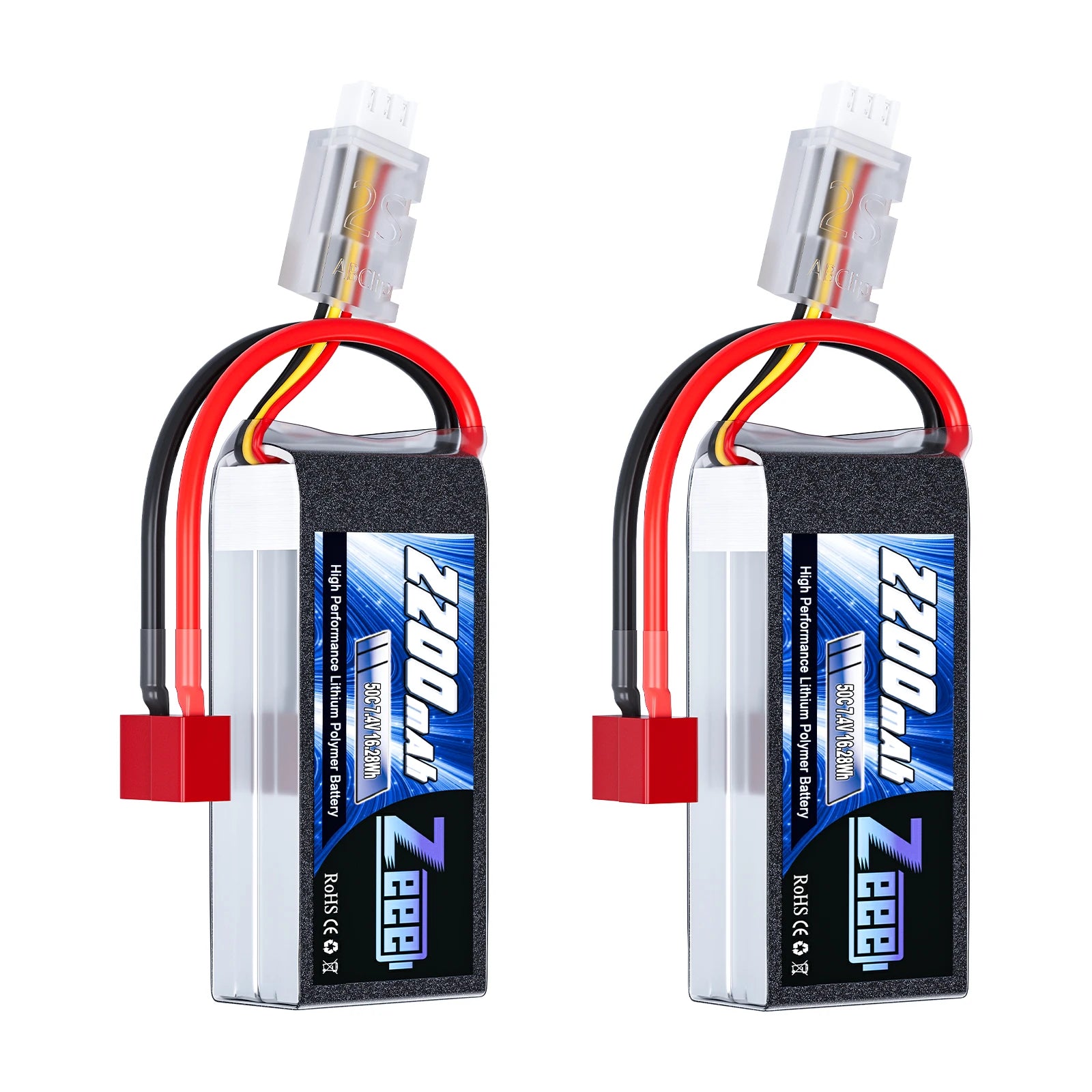 Zeee 2S LiPo Battery 7.4V 2200mAh 50C Shorty Pack – T/XT60 Plug