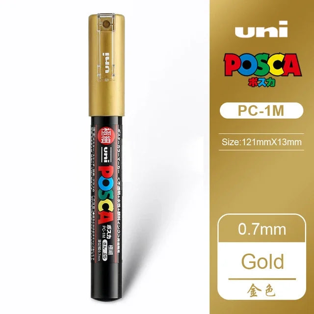 UNI POSCA Acrylic Paint Marker Set – PC-1M/3M/5M Quick-Dry Permanent Pens for Art, Graffiti & Crafts
