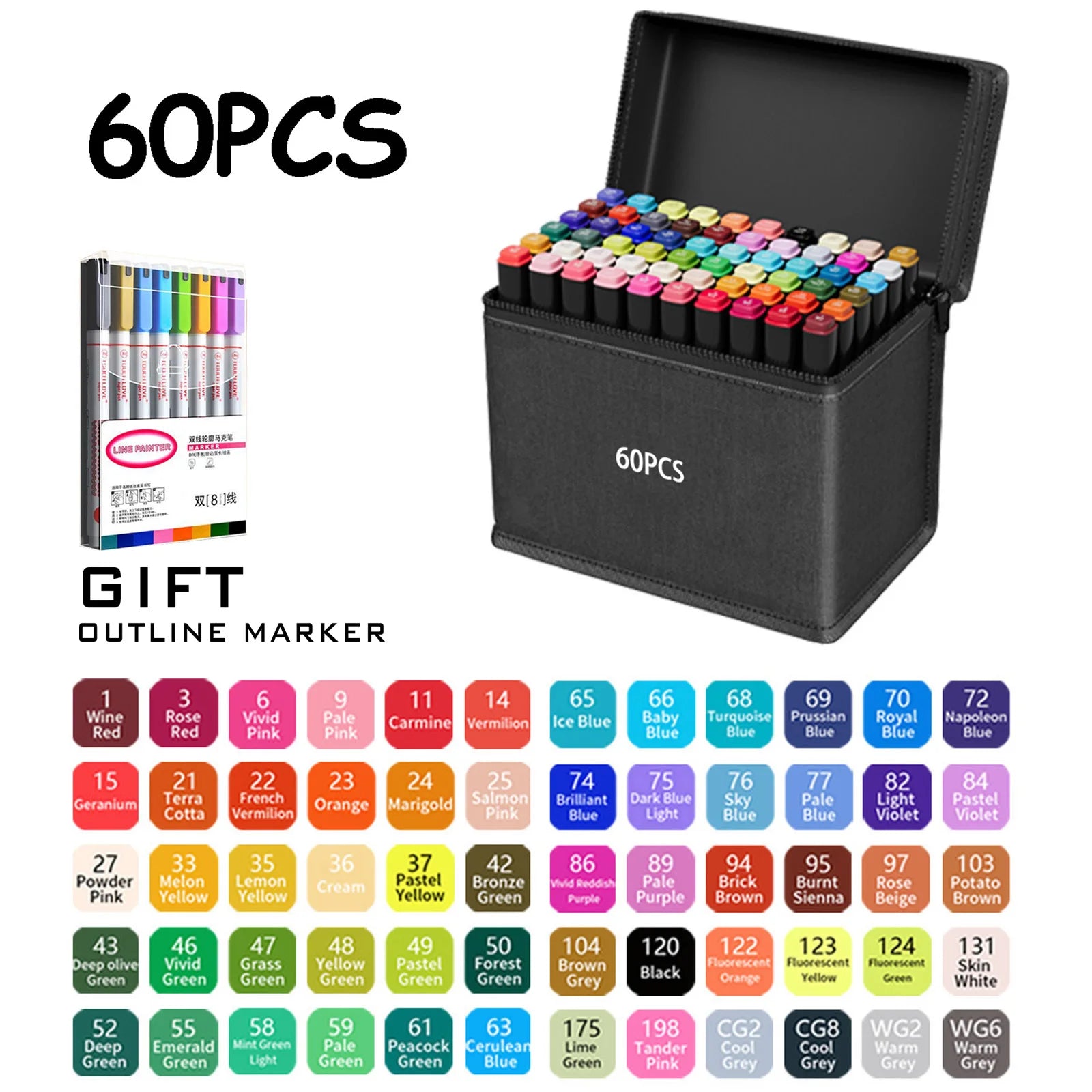 Double Tip Permanent Art Marker Pens – 24–168 Colors