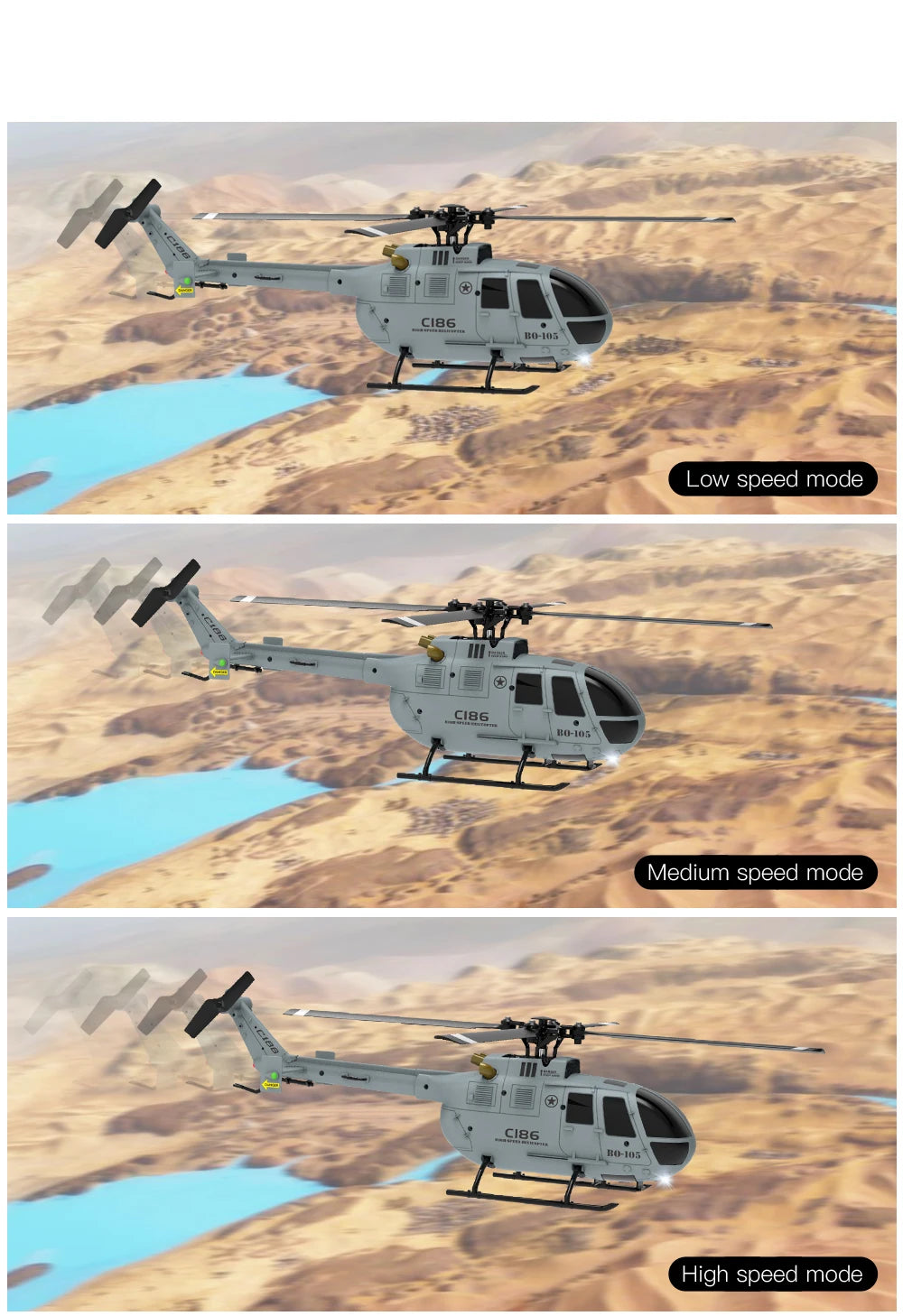 C186 RC Helicopter 2.4G 4CH BO105 with 6-Axis Gyro