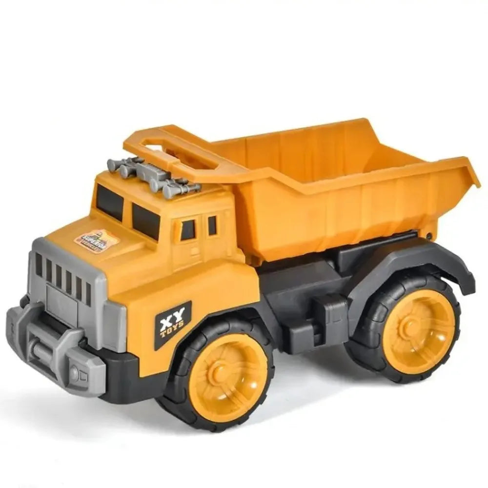 Mini Plastic Engineering Vehicle Toys – Inertia Excavator & Bulldozer Push-and-Go Models