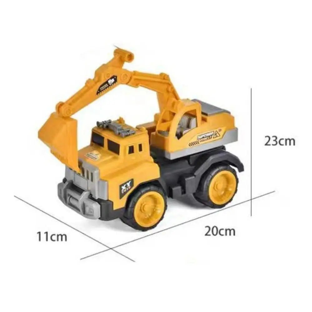 Mini Plastic Engineering Vehicle Toys – Inertia Excavator & Bulldozer Push-and-Go Models