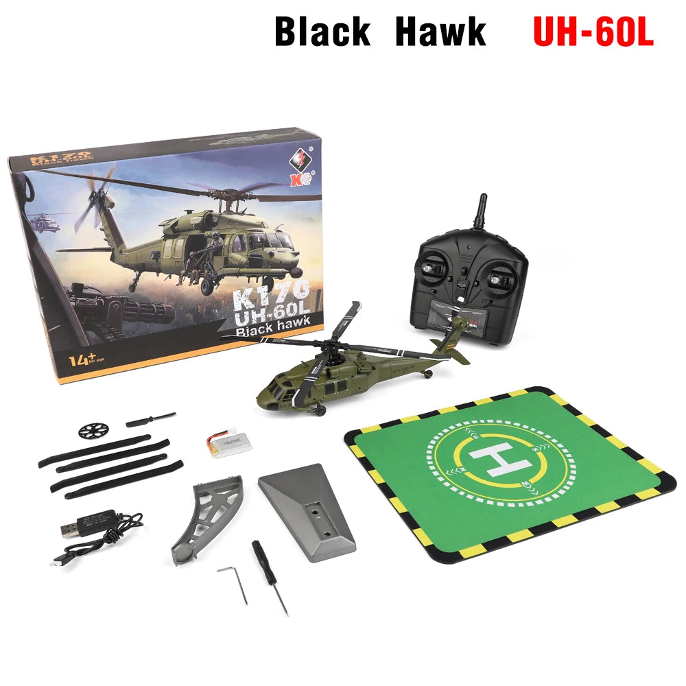 WLtoys K170 RC Helicopter Black Hawk 4CH Dual Brushless