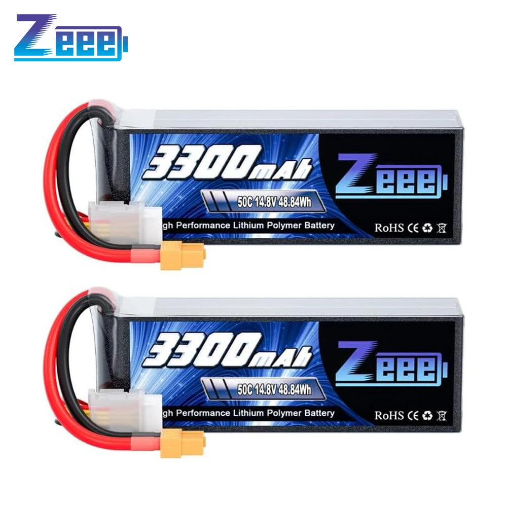 Zeee 4S 14.8V 3300mAh 50C LiPo Battery w/ XT60 (2 Pack)