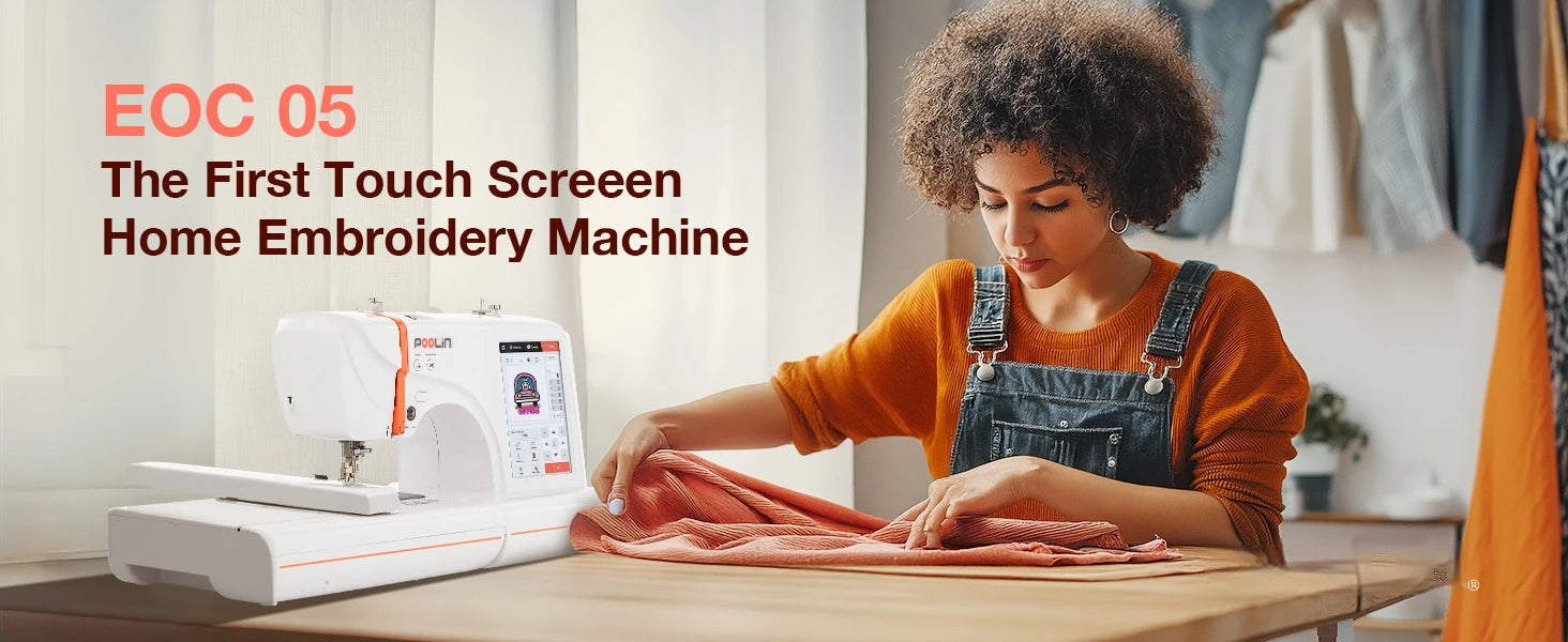 POOLIN EOC05 Computerized Embroidery Machine with Threads & Stabilizer