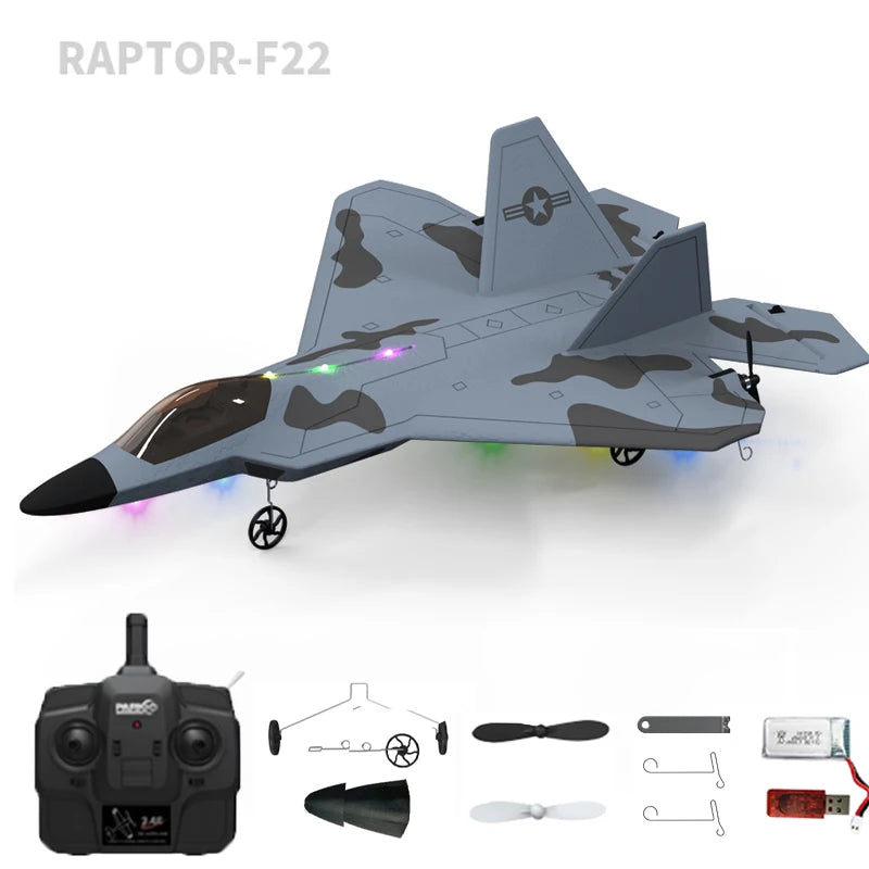 2024 F22S RC Airplane 2.4G 4CH Raptor Jet with LED & Gyro