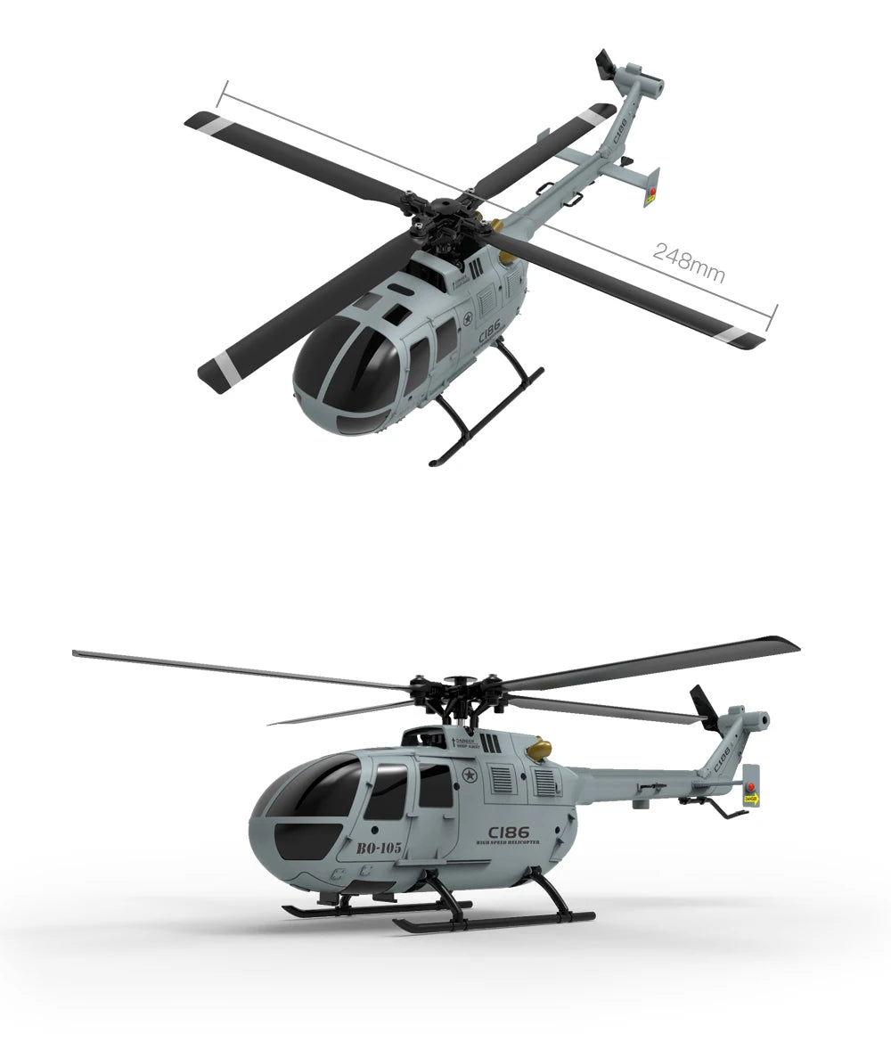 C186 RC Helicopter 2.4G 4CH BO105 with 6-Axis Gyro