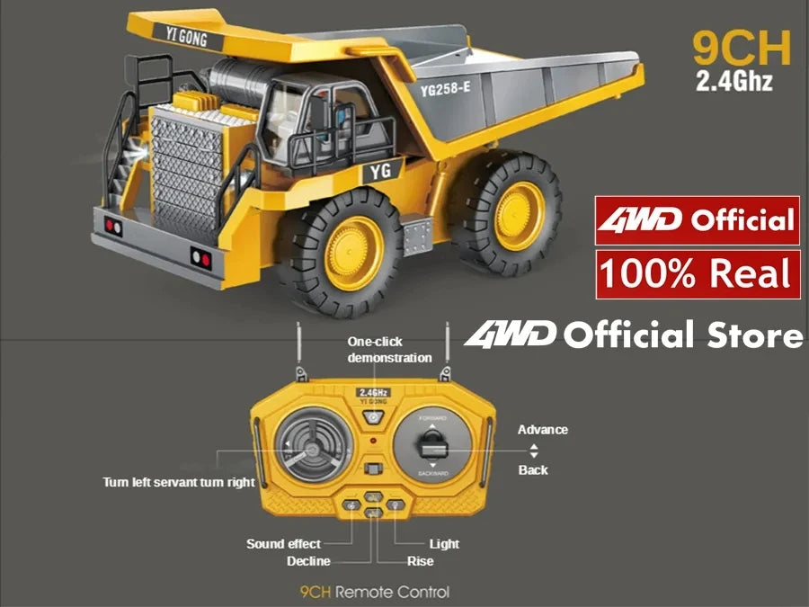 4WD RC Excavator Dump Truck Bulldozer Toy – Construction Vehicle