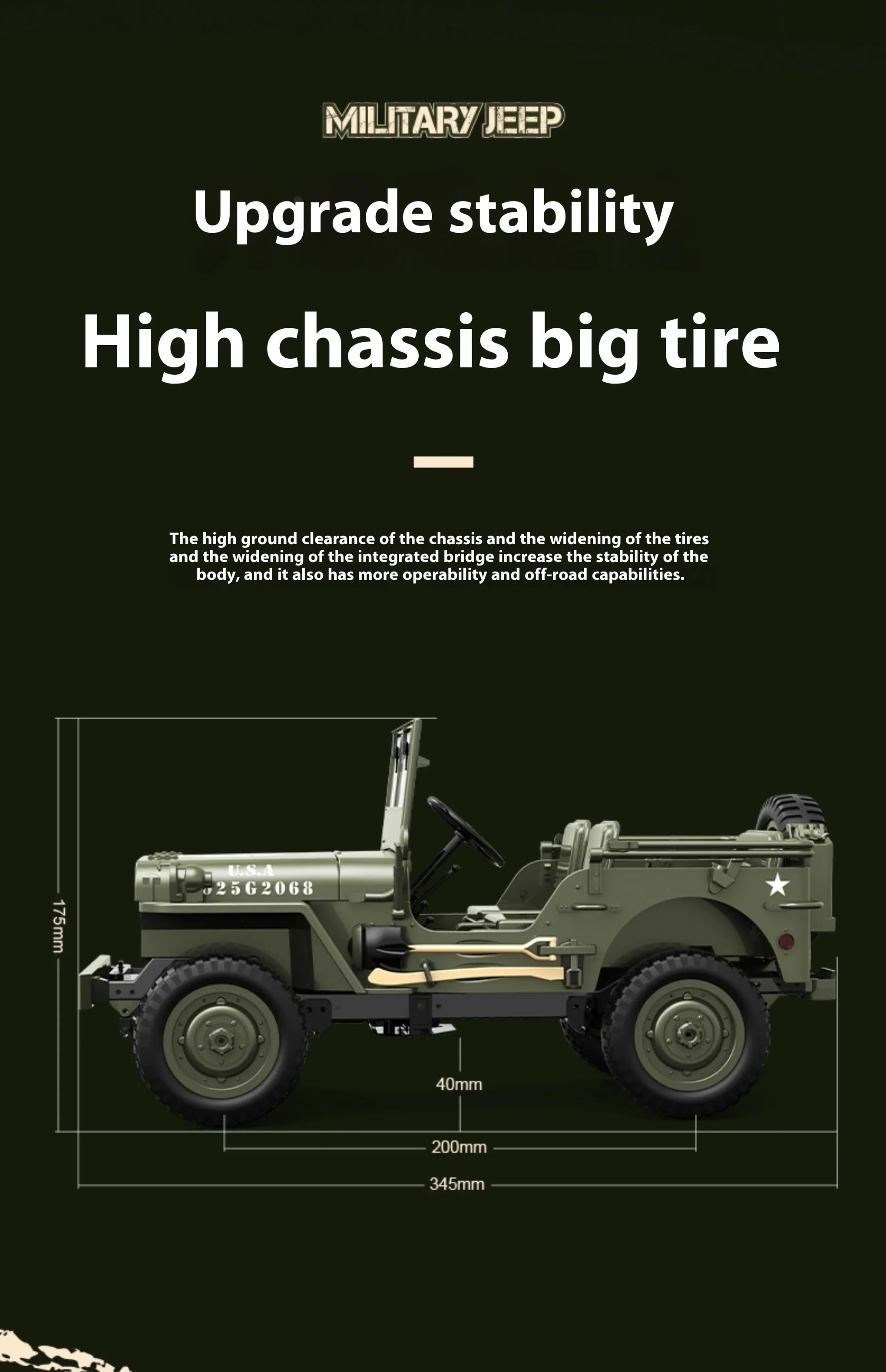 JJRC C8815 RC Jeep Willys 1/12 4WD Military Crawler Truck RTR