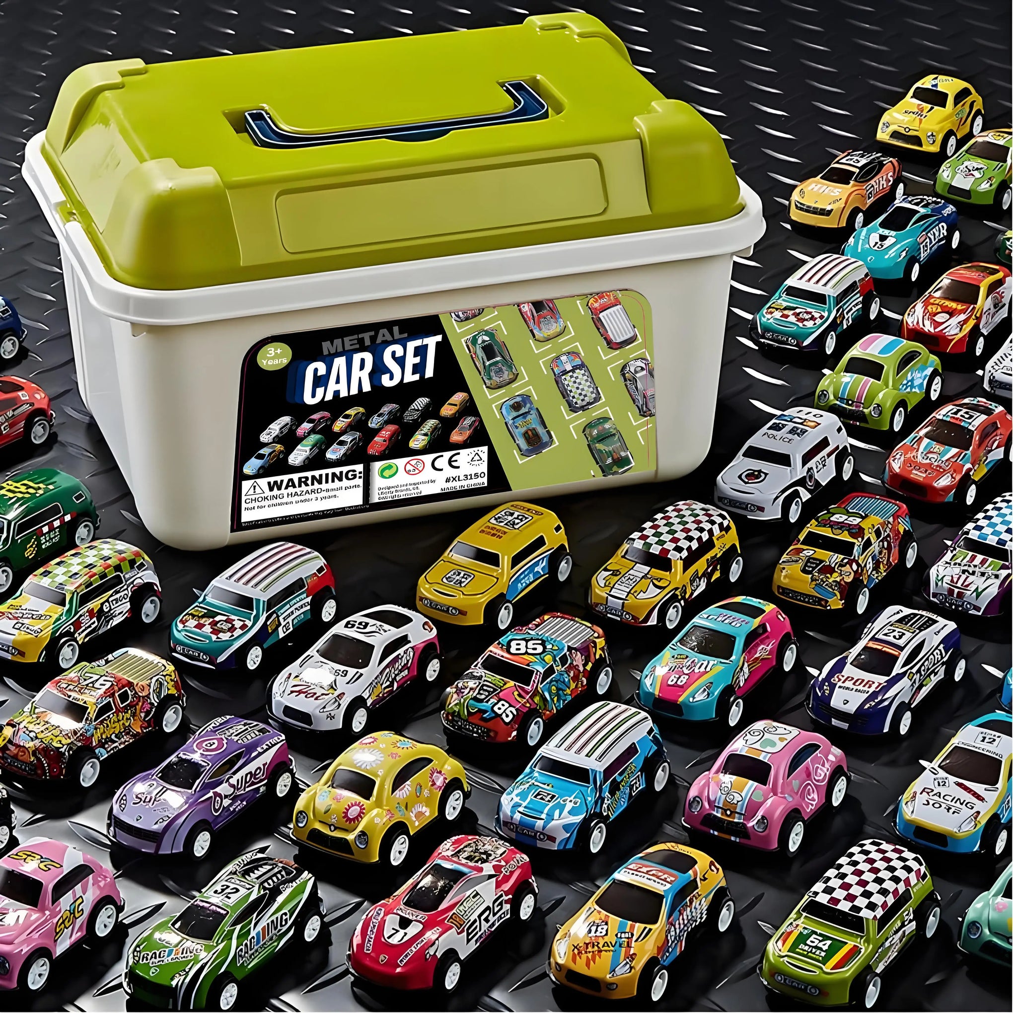 50-Pack Pull-Back Mini Cars – 1:64 Scale Metal Race Vehicles for Kids