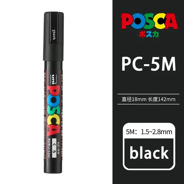 UNI POSCA Acrylic Paint Marker Set – PC-1M/3M/5M Quick-Dry Permanent Pens for Art, Graffiti & Crafts