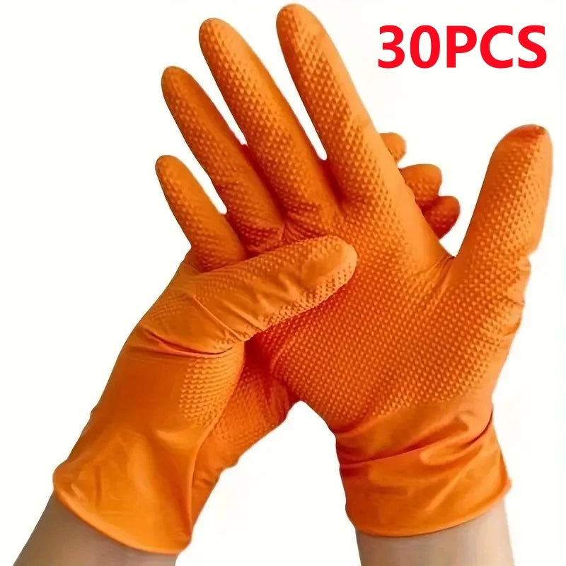 Heavy Duty 8Mil Orange Nitrile Gloves – Diamond Grip Industrial Disposable Gloves