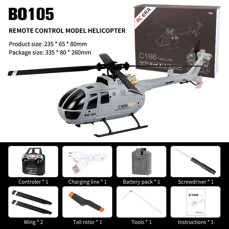 C186 RC Helicopter 2.4G 4CH BO105 with 6-Axis Gyro