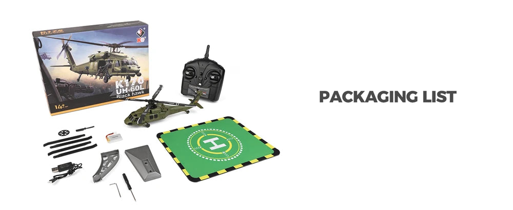 WLtoys K170 RC Helicopter Black Hawk 4CH Dual Brushless