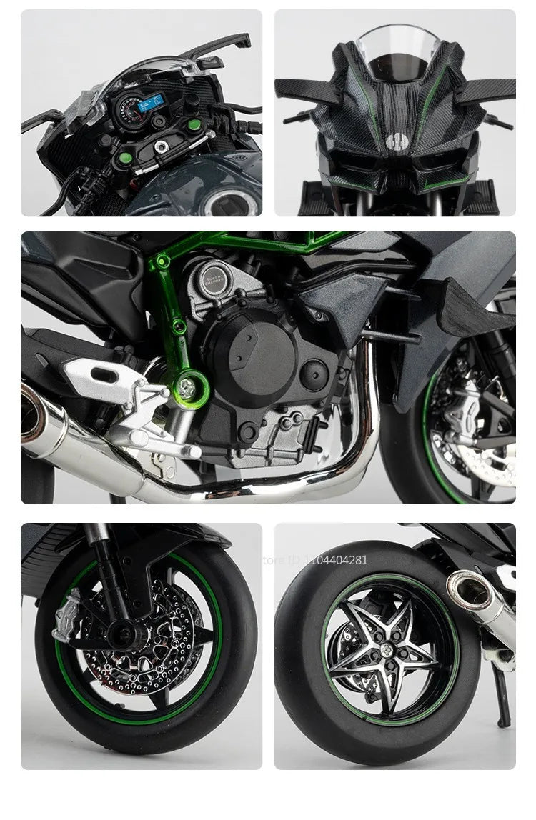 1:12 Kawasaki 400 H2R S1000RR Diecast Motorcycle Toy – Steering Front Wheel & Lights